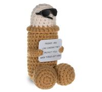 WenmthG Funny Gift for Dead Buddy and Friend Mini Funny Knitted Doll with Positive Card Pocket Hug Positive Creative Cute Crochet Doll Cheer Up Gift for Friends - st