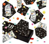 WenmthG Happy 18th Birthday Surprise Gift Box Explosion for Money - Black Gold 18th Money Gift Box Explosion with Confetti - Cash Gift Idea for Boys Girls - Pop Out Folding Bounce Explosion Gift Box