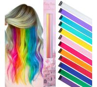 WENNALIFE 12 PCS Rainbow Hair Extensions Clip in, Colored Clip in Extensions for Kids Highlights Rainbow Hair Cips for Girls Synthetic Straight Pop-up Colorful Festival Accessories