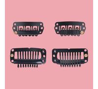 WENNALIFE 4 Black Replacement Clips for Clip in Hair Extensions Sturdy Clips for Wire Hair Extensions Stainless Steel Clips