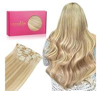Wennalife Clip In Hair Extensions, 15 Inch 70g 7pcs Dirty Blonde Mixed Bleach Extensions Real Remy Human Natural Silky #18/613 Blonde, 1.0 count