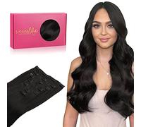 WENNALIFE Hair Extensions Clip In, 24 Inch 120g 7pcs Clip in Hair Extensions Real Human Hair Natural Black Hair Extensions Clip In Real Hair Coloured Remy Human Hair Extensions