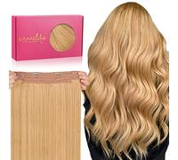 WENNALIFE Halo Hair Extension Real Human Hair, 12 inch 70g Remy Secret Wire Hair Extensions,Invisible Fish Line, #16A Strawberry Blonde