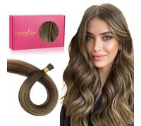 Wennalife I Tip Hair Extensions Real Human Hair, Balayage Chocolate Brown to Caramel Blonde 50g 50s 22 Inch Cold Fusion I Tip Hair Extensions