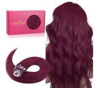 WENNALIFE Microlink Hair Extensions Human Hair, 50g 50s 18Inch Light Burgundy Remy Micro Bead Hair Extensions Real Human Hair Micro Loop Micro Ring Hair Straight Microlinks