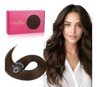 WENNALIFE Microlink Hair Extensions Human Hair, 50g 50s 24Inch Chocolate Brown Remy Micro Bead Hair Extensions Real Human Hair Micro Loop Micro Ring Hair Straight Microlinks