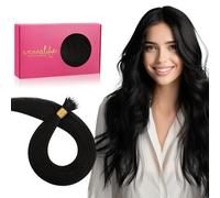WENNALIFE Nano Bead Hair Extensions Human Hair, 14 Inch Jet Black 50g 100s Real Human Hair Extensions for Women, Invisible Nano Ring Hair Extensions, Remy Human Hair Extensiones 1