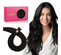 WENNALIFE Nano Bead Hair Extensions Human Hair, 20 Inch Natural Black 50g 50s Real Human Hair Extensions for Women, Invisible Nano Ring Hair Extensions, Remy Human Hair Extensiones 1B