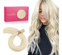 Wennalife Nano Bead Human Hair Extensions, 14-24 Inch Platinum Blonde, 50g, Straight, Thick, Microlink Installation