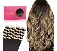 WENNALIFE Tape in Hair Extensions, 16 Inch 50g Dark Brown to Chestnut Brown and Dirty Blonde Remy Human Hair, 20pcs Coloured Tape Extensions