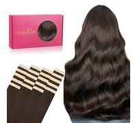 WENNALIFE Tape in Hair Extensions Human 20pcs 50g 20 inch Light Dark Brown Remy Straight Hair Extensions for Women