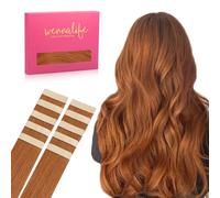 WENNALIFE Tape in Hair Extensions Human Hair, 10inch 10pcs 20 Dirty Ginger Real Human Hair Tape Extensions