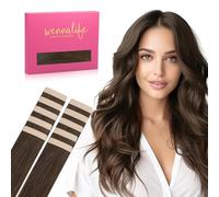 WENNALIFE Tape in Hair Extensions Human Hair, 18inch 10pcs 25 Chocolate Brown Real Human Hair Tape Extensions