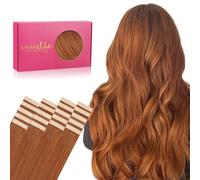 WENNALIFE Tape in Hair Extensions Human Hair, 20inch 20pcs 50 Dirty Ginger Real Human Hair Tape Extensions