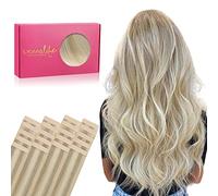 WENNALIFE Tape in Hair Extensions Human Hair, 20pcs 10 inch 30g Ombre Ash Blonde to Golden Blonde Balayage Platinum Blonde Real Human Hair Tape Extensions Remy Straight Tape Hair Extensions
