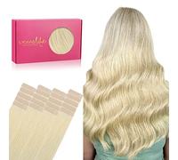 WENNALIFE Tape in Hair Extensions Human Hair, 20pcs 18 inch 50g Bleach Blonde Real Human Hair Tape Extensions Remy Tape Hair Extensions Straight Hair Extensions
