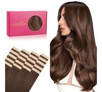 WENNALIFE Tape in Hair Extensions Human Hair, 20pcs 22 inch 50g Chocolate Brown Remy Tape Hair Extensions Real Human Hair Tape Extensions Coloured Hair Extensions