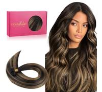 Wennalife U Tip Hair Extensions Real Human Hair, Balayage Dark Brown Mixed Chestnut Brown 50g 20Inch 50 Strands Hot Fusion Keratin Hair Extensions, Straight