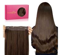 WENNALIFE Wire Hair Extensions, 16 inch 95g Chocolate Brown Human Hair Extensions Real Hair Extensions Invisible Fish Line Remy Hair Extensions Secret Wire Hair Extension