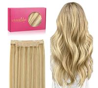 WENNALIFE Wire Hair Extensions, 16 inch 95g Light Blonde Highlighted Golden Blonde Human Hair Extensions Real Hair Extensions Invisible Fish Line Remy Hair Extensions Secret Wire Hair Extension