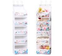WENNERSAI Unicorn Hanging Storage Over The Door Shoe Organizer With 5 Large Pockets 10 Mesh Side Pockets Hanging Storage With Clear Window Kids Toys, Shoes, Diapers Closet Bathroom Nursery Decor