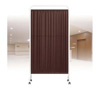 WENNEWU 1 2 3 4 5 Panels Medical Privacy Screen, 90 X 180cm Room Divider with Wheels, Freestanding Room Panel, Temporary Fence, for Hospital Kids Room Large Classroom,Brown,5 panel