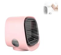 WENNEWU 3-in-1 Portable Air Conditioner, Cooling Fan, Mini Air Cooler, Instant Cooling and Humidifies the Air, 3 Speeds, Ultra-Quiet, Built-In Night Light, for Home, Office,Pink,166 * 152 * 145mm