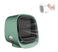 WENNEWU 3-in-1 Portable Air Conditioner, Cooling Fan, Mini Air Cooler, Instant Cooling and Humidifies the Air, 3 Speeds, Ultra-Quiet, Built-In Night Light, for Home, Office,Green,166 * 152 * 145mm