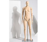 WENNEWU Adjustable Mannequin Stand, Full Body Dress Form, Realistic Mannequin Display, with Metal Base Connector, Flexible Limbs, for Various Clothing Styles,Skin Colour,Female B