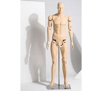 WENNEWU Adjustable Mannequin Stand, Full Body Dress Form, Realistic Mannequin Display, with Metal Base Connector, Flexible Limbs, for Various Clothing Styles,Skin Colour,Male B