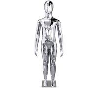 WENNEWU Baby Kid Clothing Display Dress Form, Mannequin Dress Form Glossy Fiberglass, Child Mannequin Full Body, Youth Manikin Dummy, for Cosplay/Store, Age 6-8 and 10-12,Silver,127cm