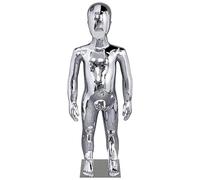 WENNEWU Baby Kid Clothing Display Dress Form, Mannequin Dress Form Glossy Fiberglass, Child Mannequin Full Body, Youth Manikin Dummy, for Cosplay/Store, Age 6-8 and 10-12,Silver,85cm