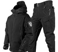 WENNEWU Camouflage Military Uniform Suit,Men's Tactical Jacket And Pant, Waterproof Army Combat Suit Sets, Waterproof Camo Uniforme,Black,XL