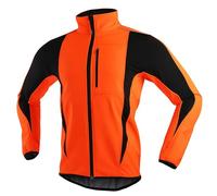 WENNEWU Cycling Jacket, Winter Warm Soft Shell Jersey, Windproof and Waterproof, Breathable Reflective Windbreaker, Bicycle MTB Road Bike,Orange,EU S