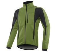 WENNEWU Cycling Jacket, Winter Warm Soft Shell Jersey, Windproof and Waterproof, Breathable Reflective Windbreaker, Bicycle MTB Road Bike,Army Green,EU S