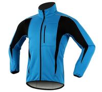 WENNEWU Cycling Jacket, Winter Warm Soft Shell Jersey, Windproof and Waterproof, Breathable Reflective Windbreaker, Bicycle MTB Road Bike,Blue,EU M