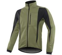 WENNEWU Cycling Jacket, Winter Warm Soft Shell Jersey, Windproof and Waterproof, Breathable Reflective Windbreaker, Bicycle MTB Road Bike,Light Green,EU L
