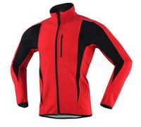 WENNEWU Cycling Jacket, Winter Warm Soft Shell Jersey, Windproof and Waterproof, Breathable Reflective Windbreaker, Bicycle MTB Road Bike,Red,EU M