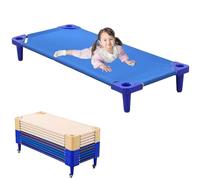 WENNEWU Daycare Cots for Kids and Toddlers, Stacking Preschool Classroom Kids Cots, Ready-to-Assemble, Heavy Duty Classroom Furniture, for Sleeping, Resting, Naptime,Blue,10PCS 138cm