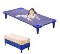 WENNEWU Daycare Cots for Kids and Toddlers, Stacking Preschool Classroom Kids Cots, Ready-to-Assemble, Heavy Duty Classroom Furniture, for Sleeping, Resting, Naptime,Chequered,10PCS 138cm