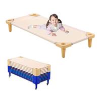 WENNEWU Daycare Cots for Kids and Toddlers, Stacking Preschool Classroom Kids Cots, Ready-to-Assemble, Heavy Duty Classroom Furniture, for Sleeping, Resting, Naptime,Beige,10PCS 130cm