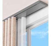 WENNEWU Double Row Curtain Tracks, Heavy Duty Drop Curtain Rails, Aluminum Alloy Ceiling Drape Track Set, for Living Room Bedroom Hospital,C,1.4m(4.6ft)