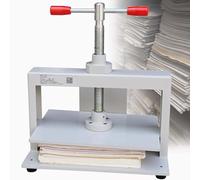 WENNEWU Manual Paper Press Machine, 150mm Thick Steel Frame Bookbinding Press Paper Flattener, 1500kg Pressure, for Invoices, Banknotes, Books, Stamps,White,A5
