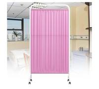 WENNEWU Medical Privacy Screen on Wheels, Medical Room Divider with Lockable Casters, Temporary Fence, Easy to Clean, for Clinic/Patient/Exam Room,Pink,5 panel