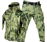 WENNEWU Men's Soft-Shell Jacket, Tactical Uniforms, Military Waterproof Army Combat Suit Sets, Hunting Clothing, Trousers, Waterproof, Lightweight, Outdoor, Zip, Hoodie,camouflage A,M