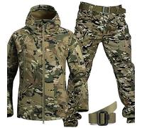 WENNEWU Military Soft Shell Suits, Men's Tactical Jacket And Pant, Waterproof Army Combat Suit Sets, Waterproof Camo Uniform, 2 Pieces Snowboarding Snowsuits, For Hiking,Camouflage B,SIZE: 4X