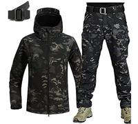WENNEWU Military Soft Shell Suits, Men's Tactical Jacket And Pant, Waterproof Army Combat Suit Sets, Waterproof Camo Uniform, 2 Pieces Snowboarding Snowsuits, For Hiking,Camouflage A,SIZE: 4X