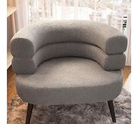 WENNEWU Modern Accent Chair, Lazy Sofa Chair, Single Cuddly Sherpa Reading Couch Chair, Curved Design Backrest, for Living Room, Bedroom, Salon, Office,Light Grey,Seat height 47cm