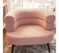WENNEWU Modern Accent Chair, Lazy Sofa Chair, Single Cuddly Sherpa Reading Couch Chair, Curved Design Backrest, for Living Room, Bedroom, Salon, Office,Pink,Seat height 47cm