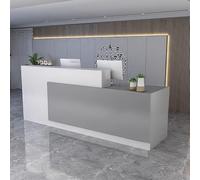 WENNEWU Modern Retail Counter, Reception Counter Desk, Front Reception Counter Desk, Front Counter Desk with Lockable Drawers, for Checkout Office/Beauty Salon/Lobby,26,160cm